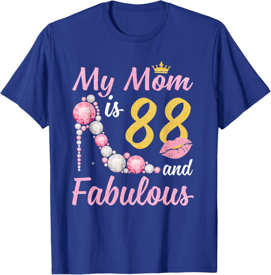 88 And Fabulous Mom Crown Chapter 88th Birthday T-Shirt - T-Shirt | Royal