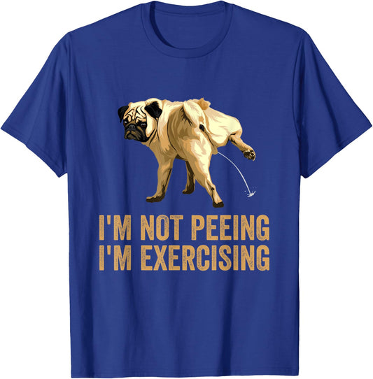 Peeing dog i'm not peeing, I'm exercising peeing dog statue Women Kids T-Shirt - T-Shirt | Royal