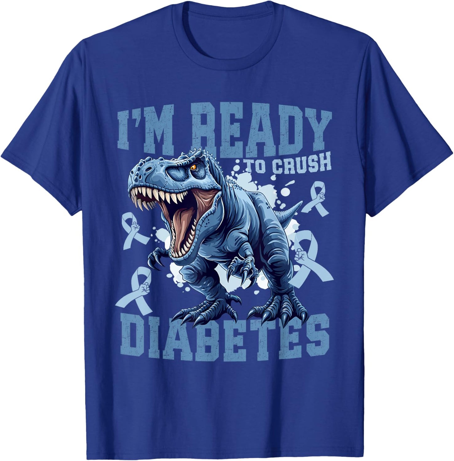 T1D Diabetes Awareness Kids T Rex T-Shirt - T-Shirt | Royal