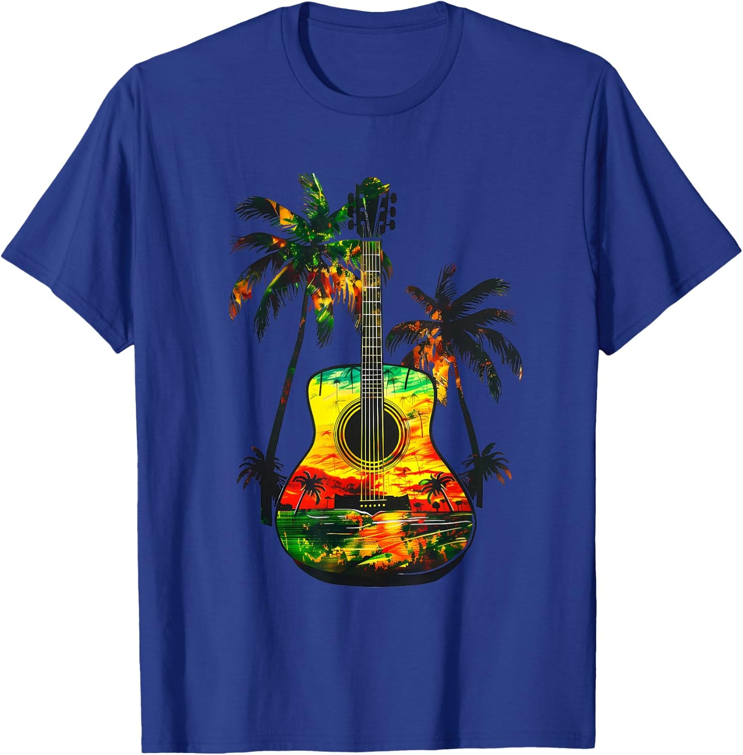 Reggae Music Guitar Rastafarian Roots Rasta Jamaican T-Shirt - T-Shirt | Royal