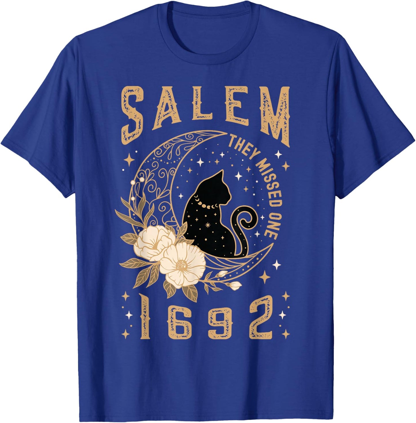 Salem 1692 They Missed One Witch Trial Black Cat Moon Witchy T-Shirt - T-Shirt | Royal