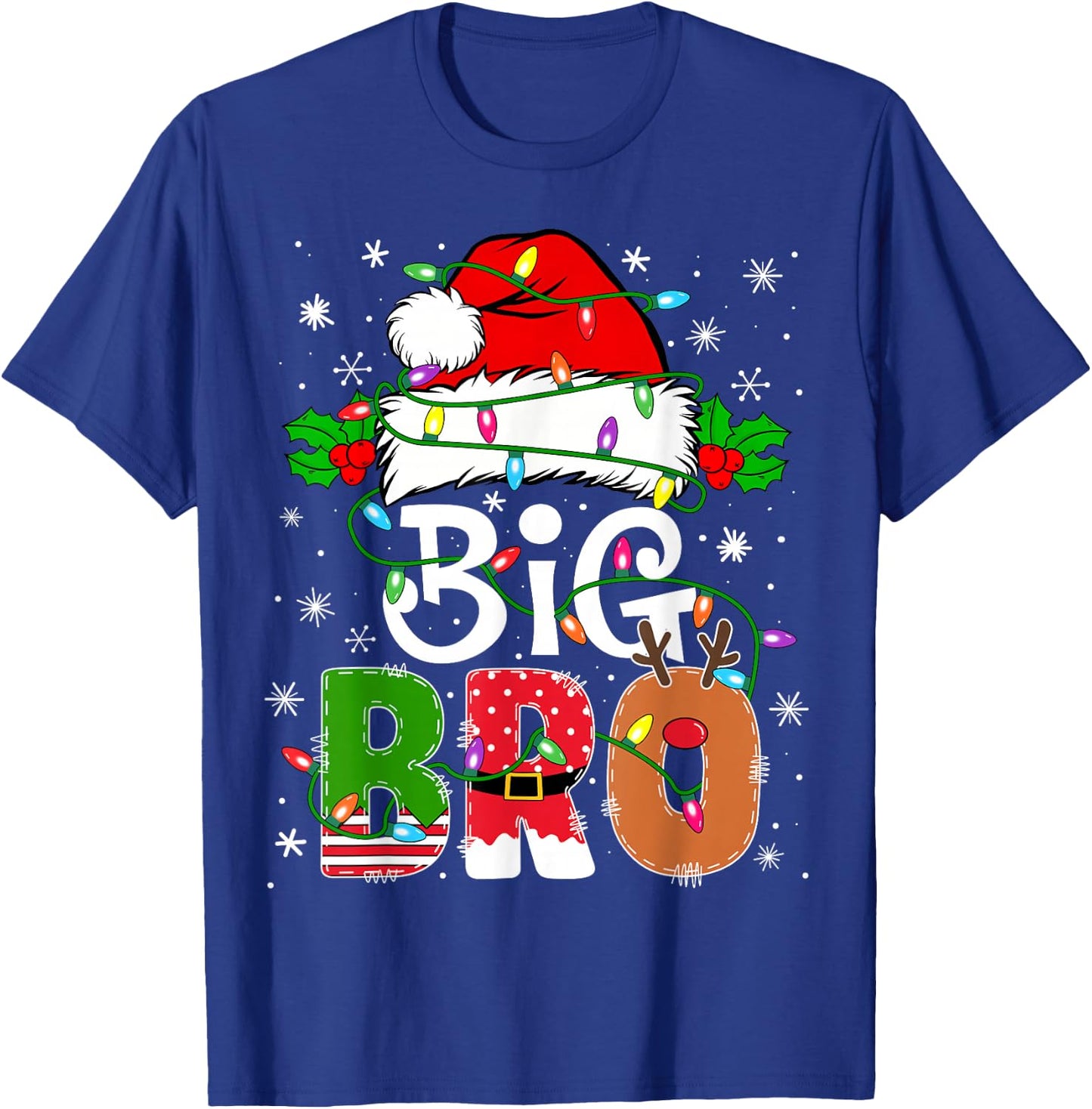 Big Bro Santa New Sibling Brother Announcement Xmas Lights T-Shirt - T-Shirt | Royal