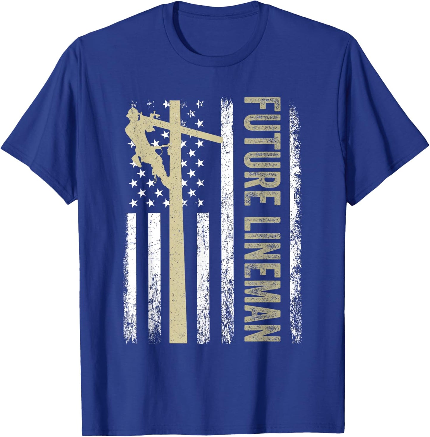Future Lineman American Flag Electric Cable 4th of July T-Shirt - T-Shirt | Royal
