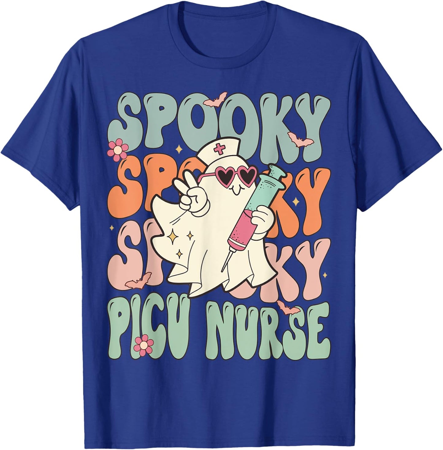 Spooky PICU Nurse Halloween Pediatric Intensive Care Nurse T-Shirt - T-Shirt | Royal