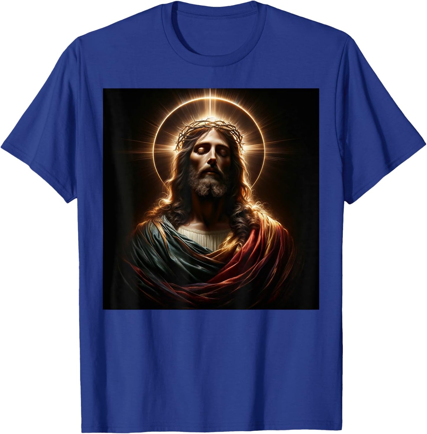 Jesus Christ Divine Crown of Thorns Christian Art T-Shirt - T-Shirt | Royal