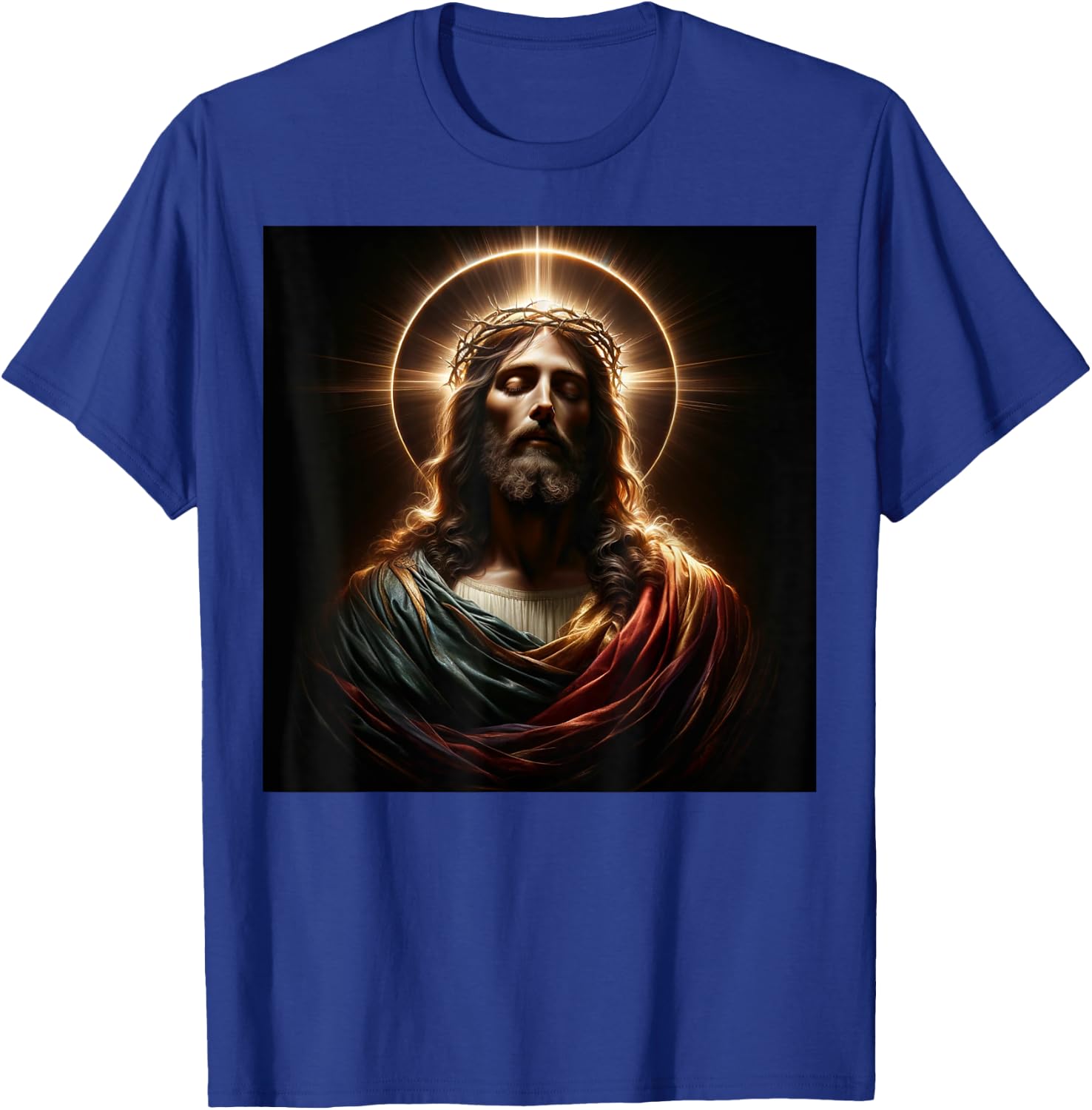 Jesus Christ Divine Crown of Thorns Christian Art T-Shirt - T-Shirt | Royal