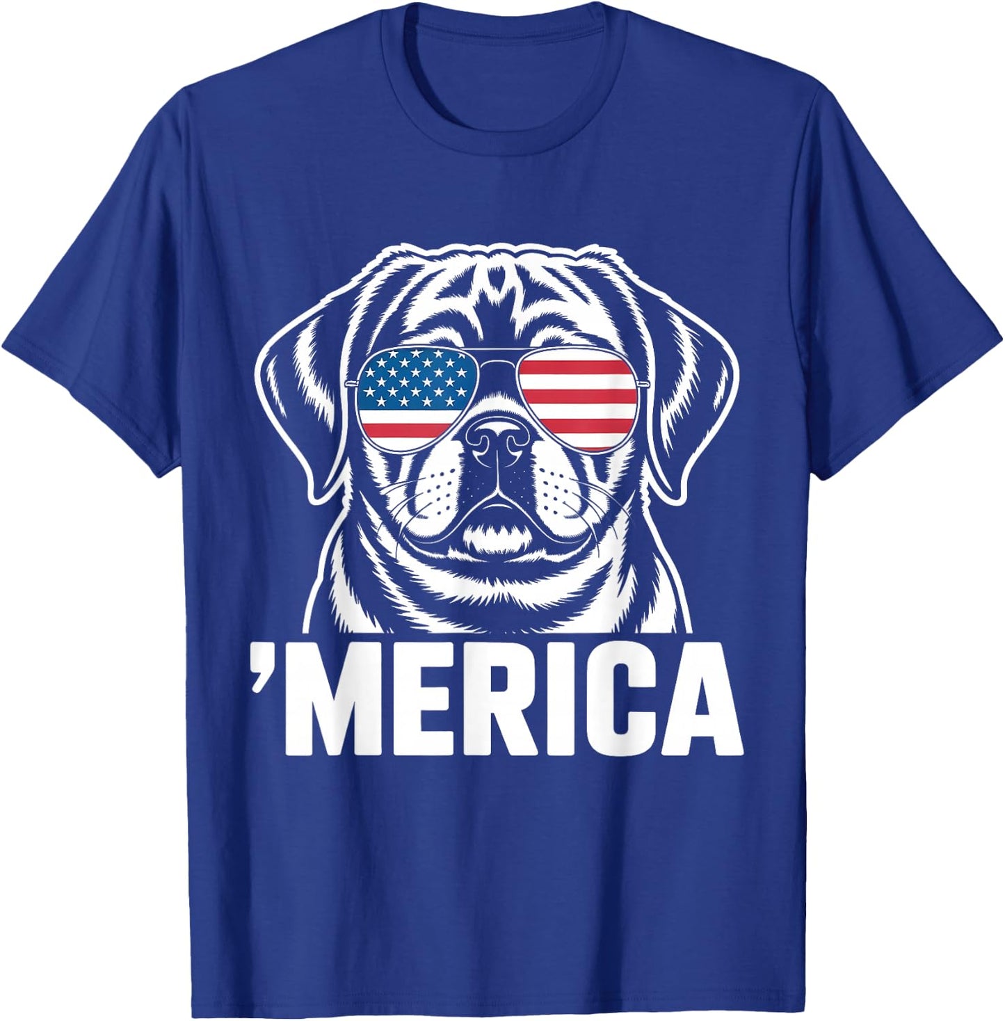 Patriotic USA American Flag 4th of July Puggle T-Shirt - T-Shirt | Royal