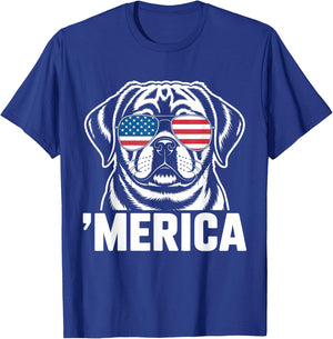 Patriotic USA American Flag 4th of July Puggle T-Shirt - T-Shirt | Royal