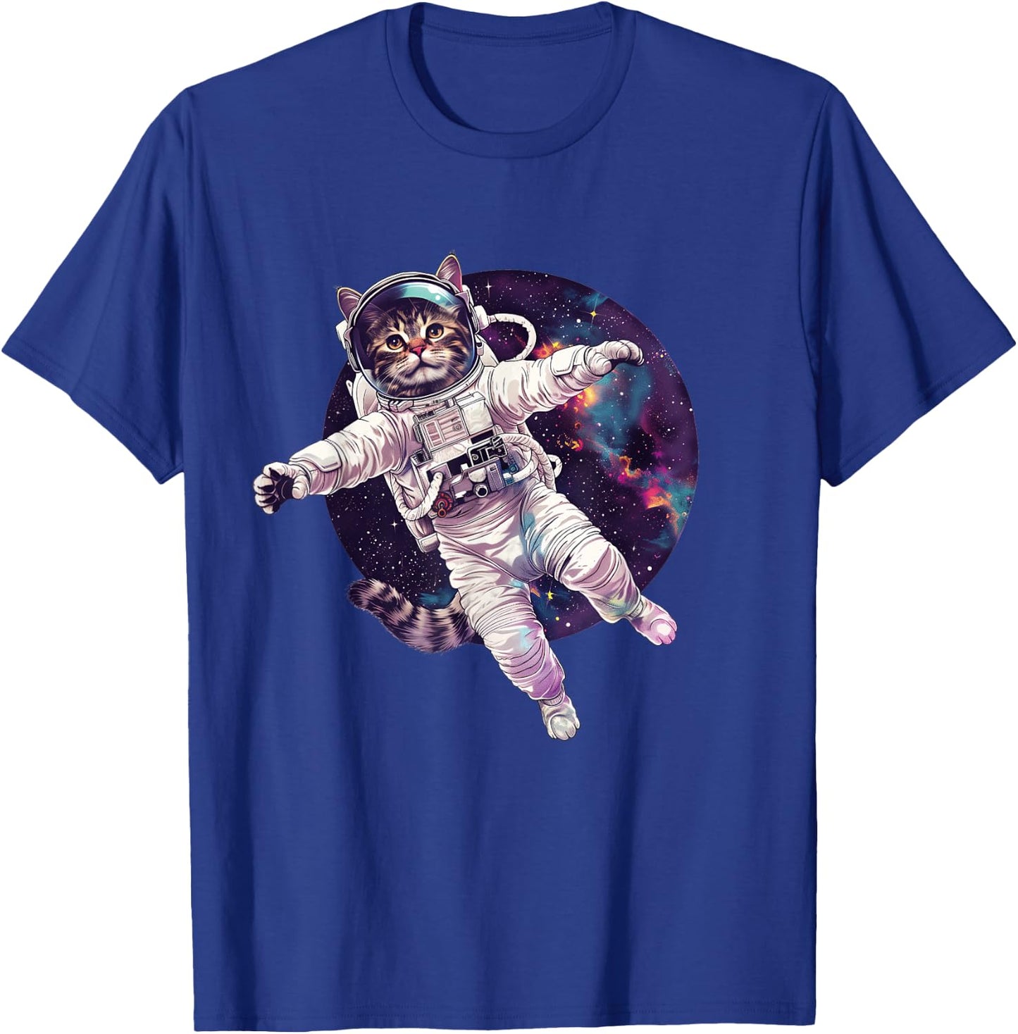 Funny Cat Astronaut in Space T-Shirt - T-Shirt | Royal