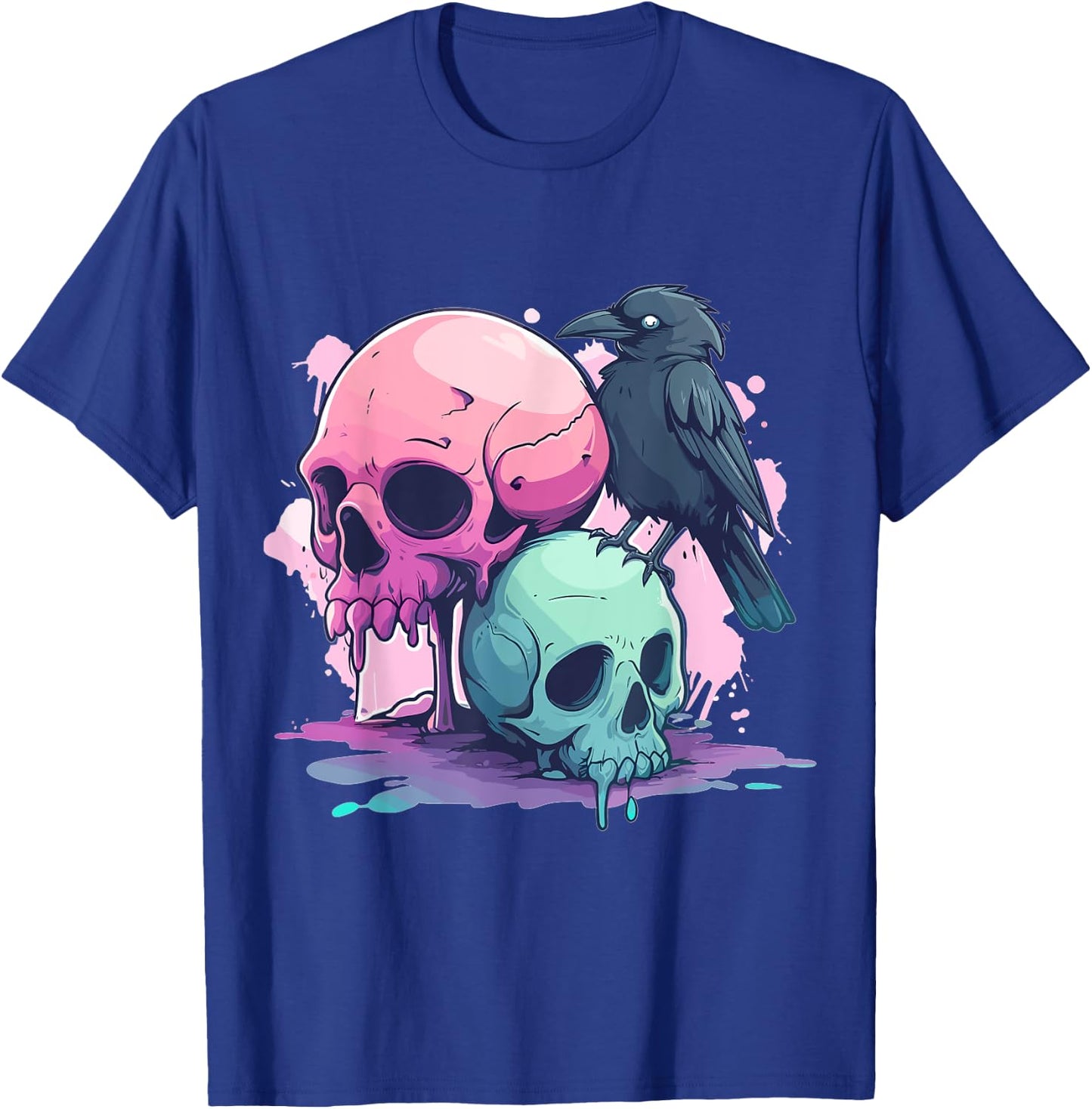 Goth Pastel Cute Creepy Kawaii Skull And Crow Vaporwave T-Shirt - T-Shirt | Royal