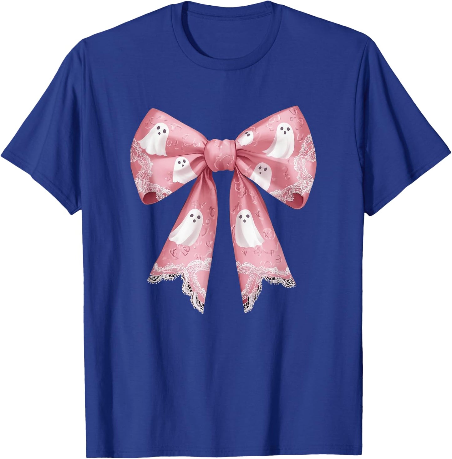 Pink Ghost Coquette Bow Halloween Spooky Season Girls T-Shirt - T-Shirt | Royal
