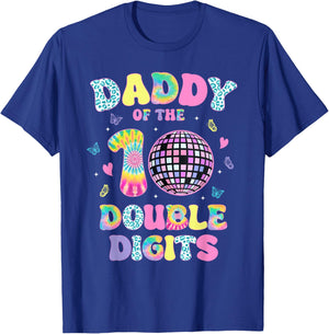 Daddy Of The Double Digits 10 Year Old Birthday Girl Retro T-Shirt - T-Shirt | Royal