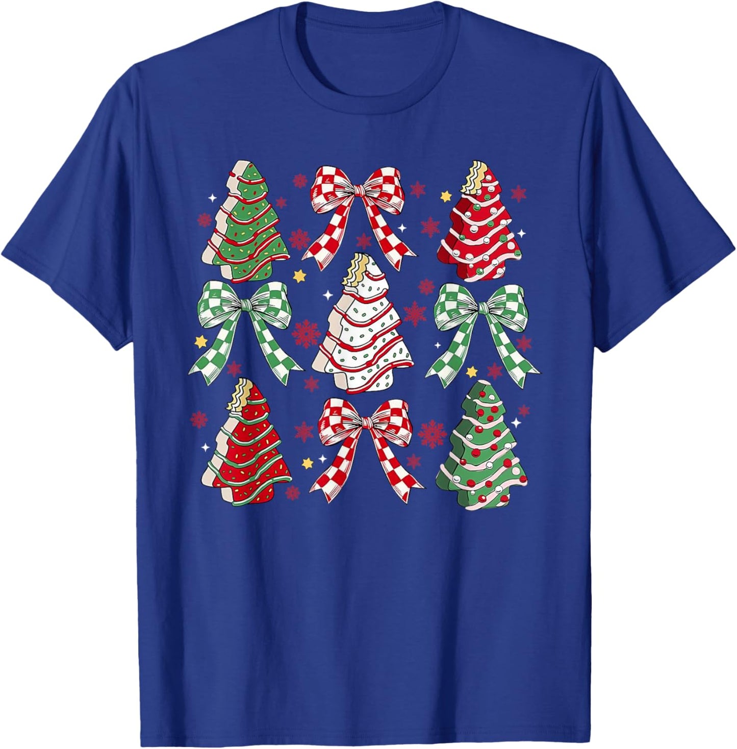 Coquette Bow Cake Trees Merry Christmas Xmas Holiday Pajamas T-Shirt - T-Shirt | Royal