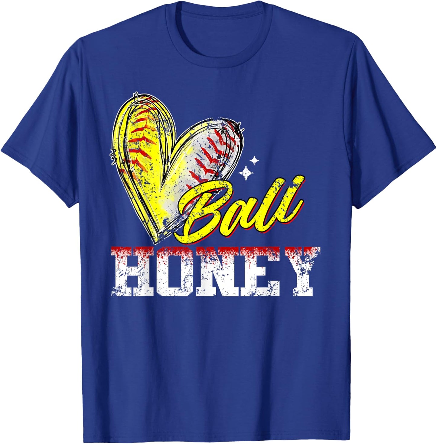 Ball Honey Heart Funny Baseball Softball Honey T-Shirt - T-Shirt | Royal