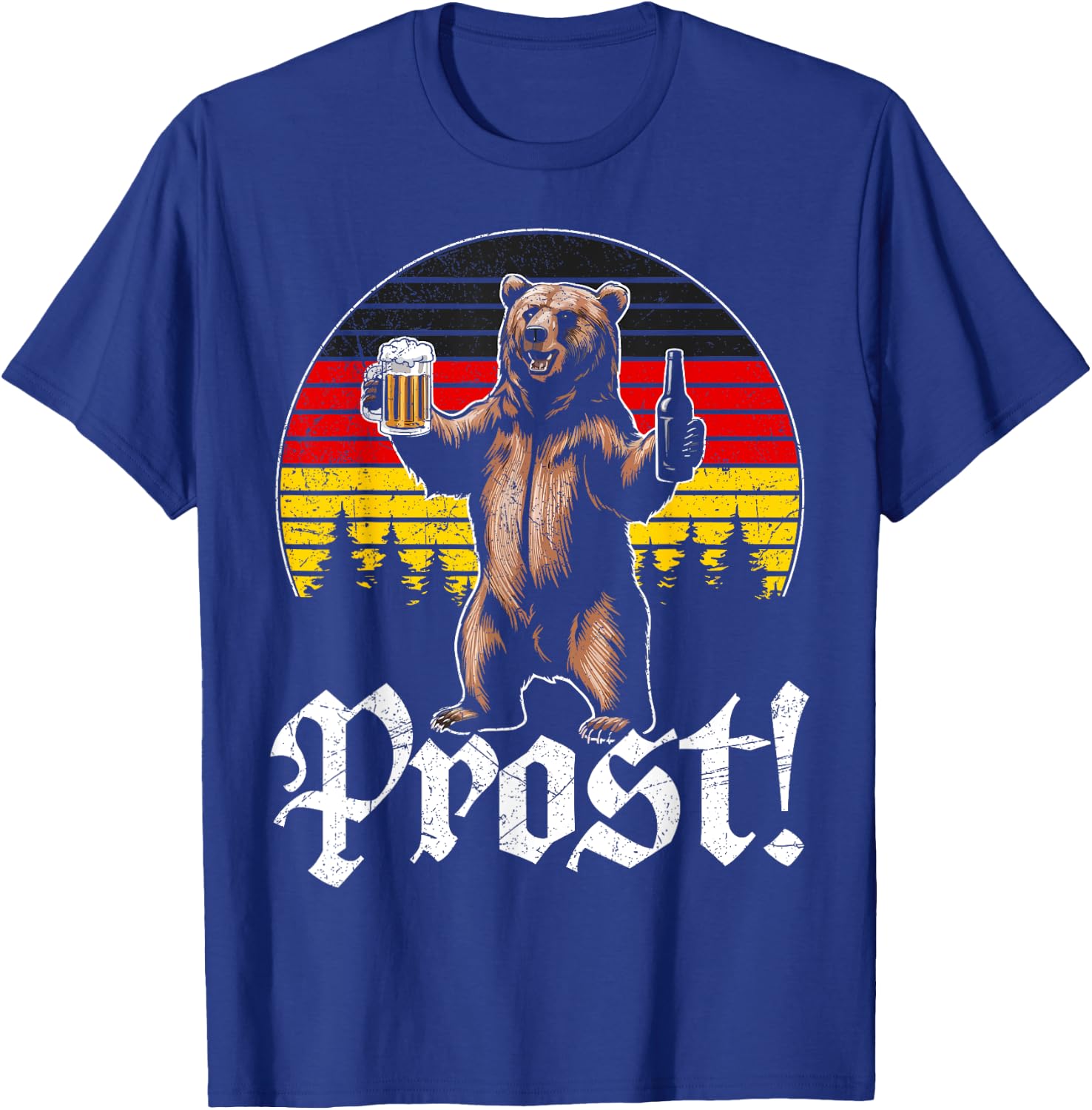 Funny Oktoberfest Cheers Bear Retro Vintage Drinking Costume T-Shirt - T-Shirt | Royal