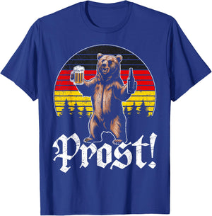 Funny Oktoberfest Cheers Bear Retro Vintage Drinking Costume T-Shirt - T-Shirt | Royal