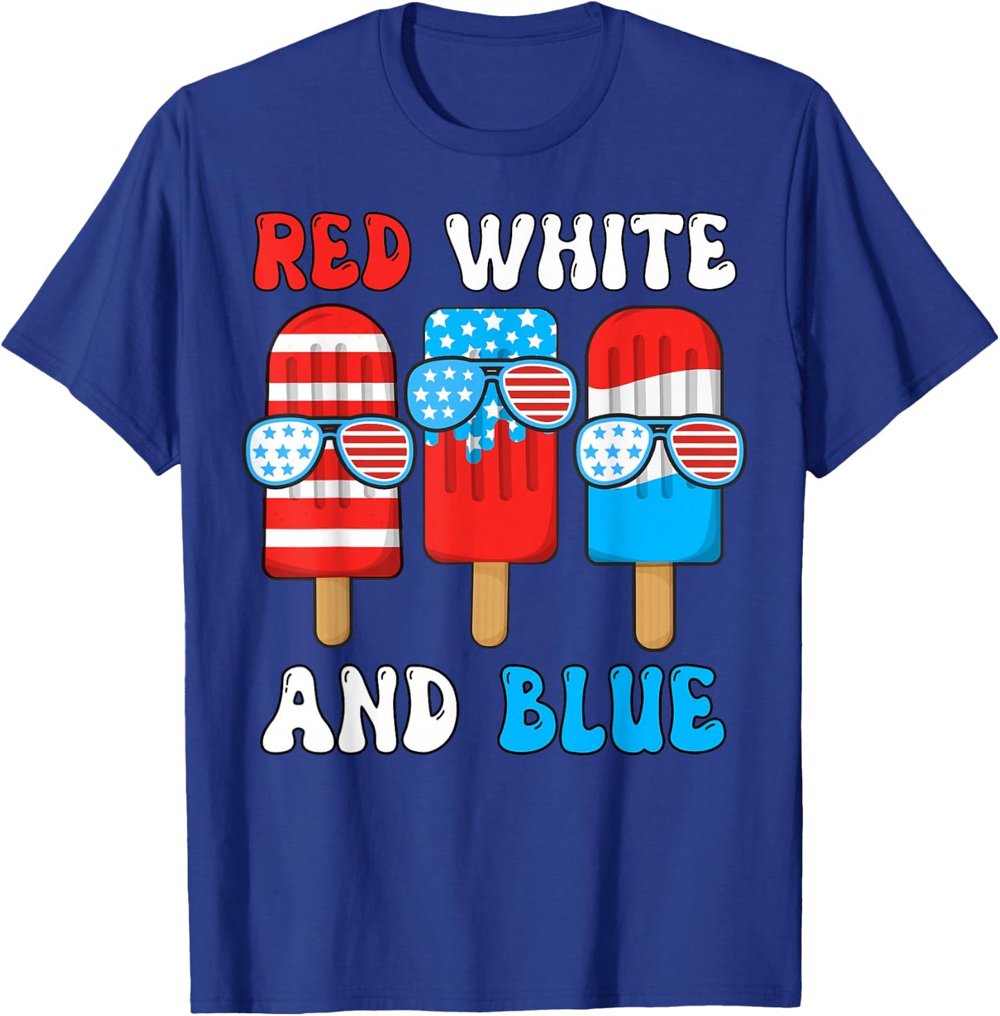 Red White Blue Popsicle 4th July Patriotic Boy American Flag T-Shirt - T-Shirt | Royal