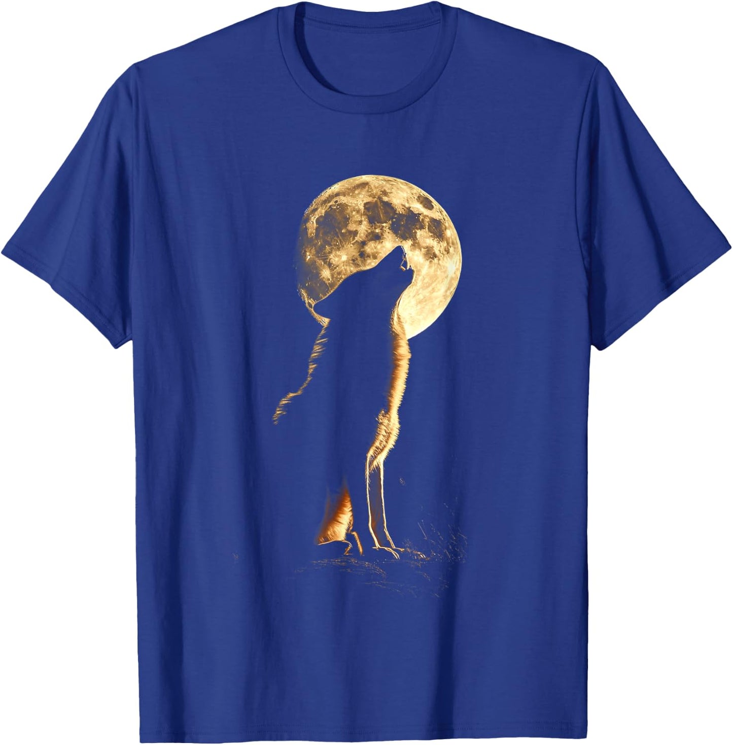 Wolf Howling At The Moon Retro Animals Lone Wolves Lovers T-Shirt - T-Shirt | Royal