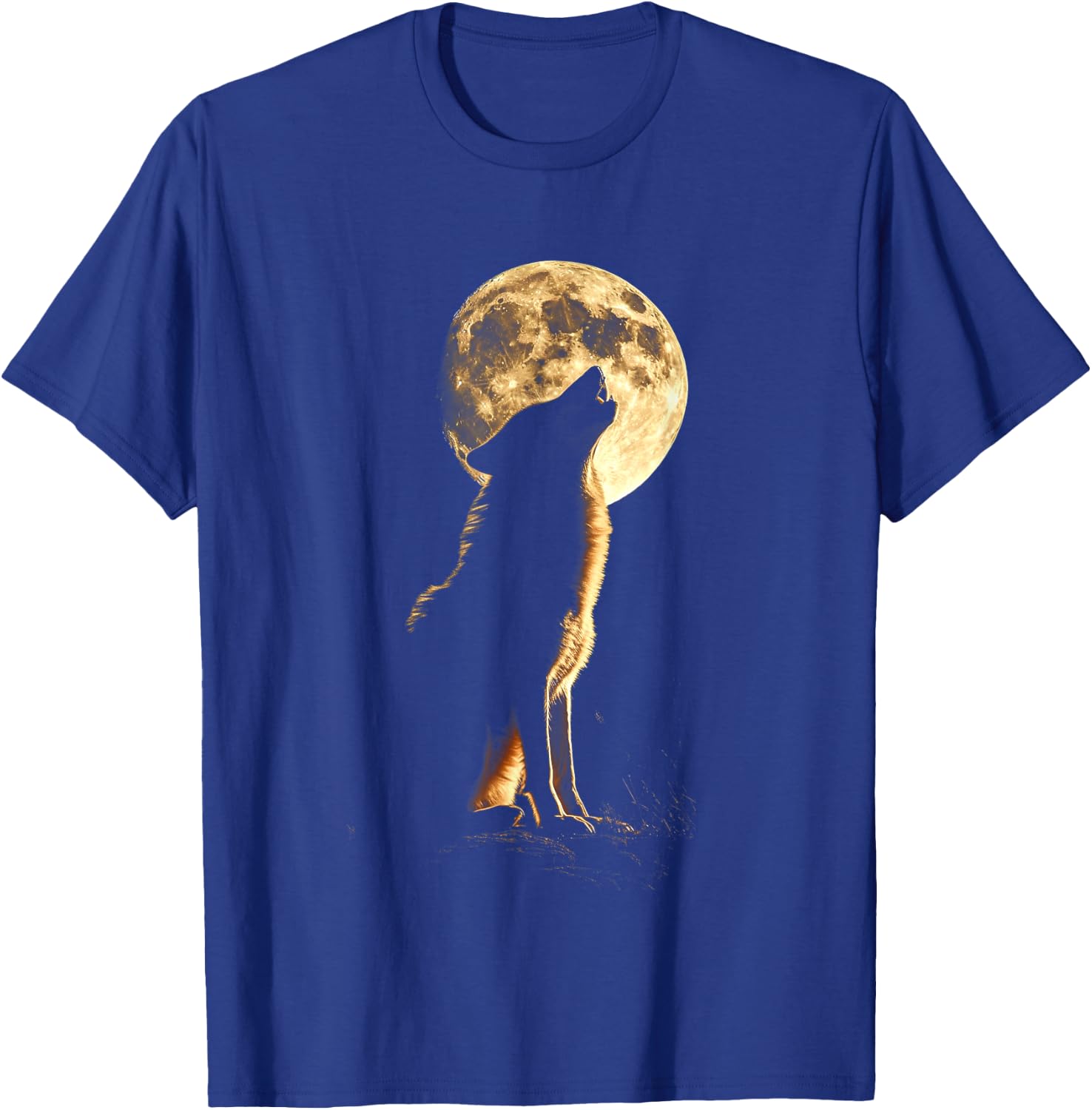 Wolf Howling At The Moon Retro Animals Lone Wolves Lovers T-Shirt - T-Shirt | Royal