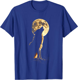 Wolf Howling At The Moon Retro Animals Lone Wolves Lovers T-Shirt - T-Shirt | Royal