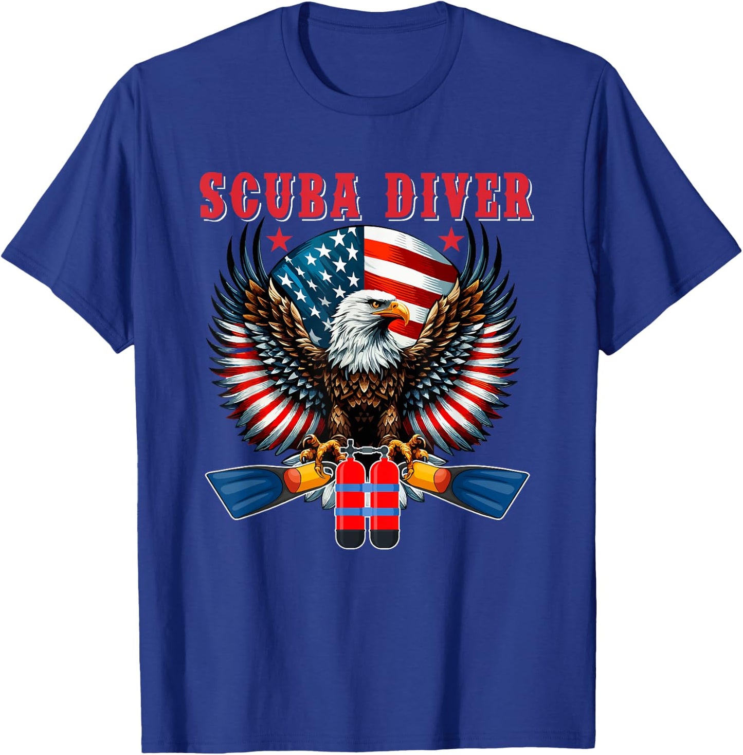 Scuba Diver Job Costume Eagle Proud Flag 4th Of July Lover T-Shirt - T-Shirt | Royal