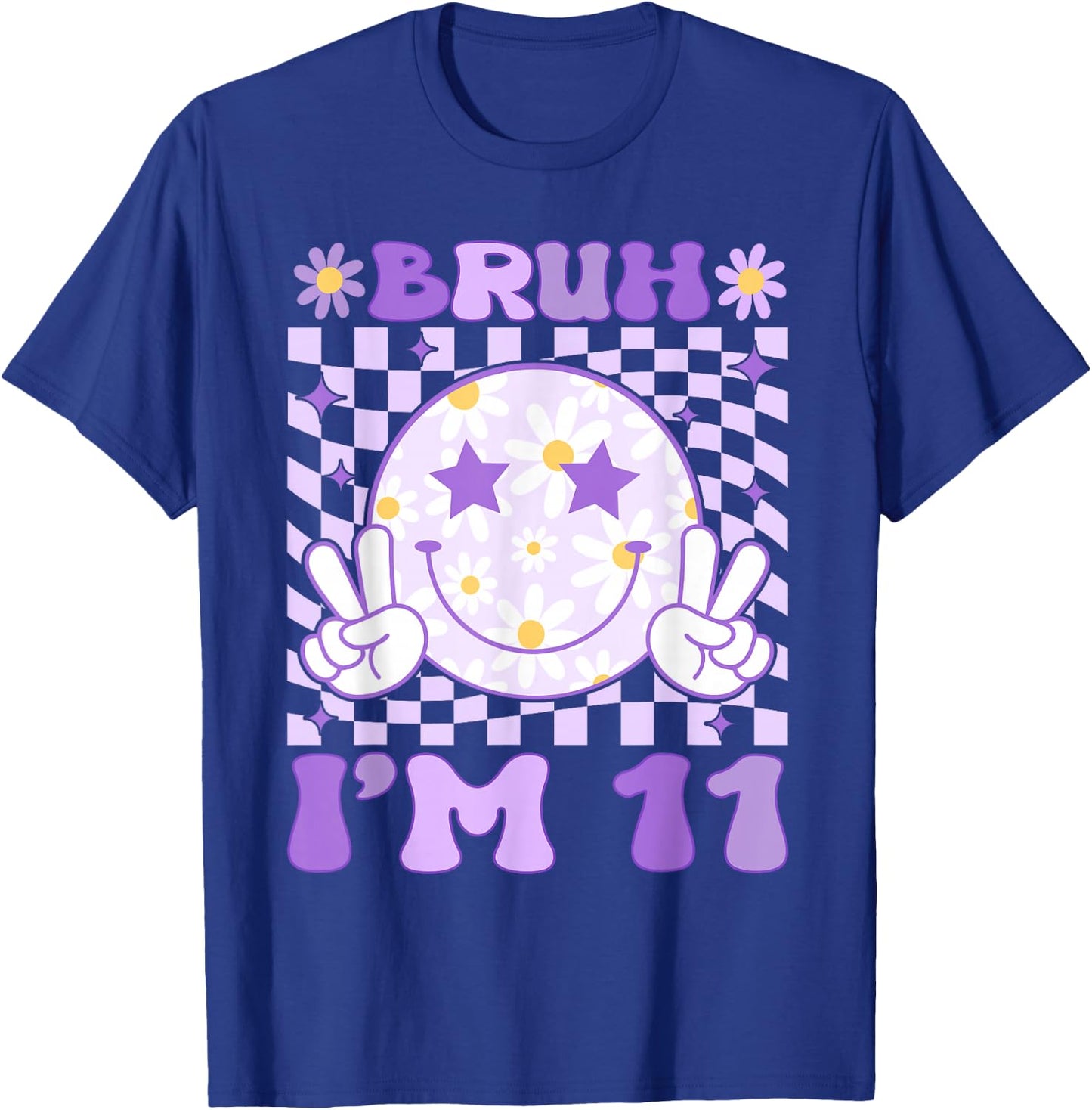 Bruh I'm 11 Years Old Purple Birthday Girls 11th Birthday T-Shirt - T-Shirt | Royal