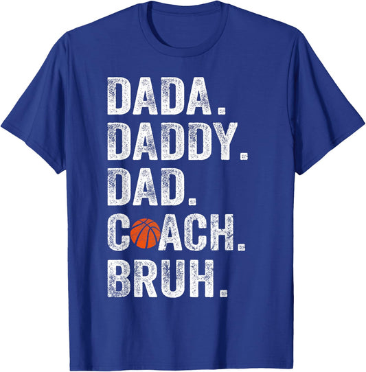 Dada Daddy Dad Bruh Vintage Basketball Coach Funny Family T-Shirt - T-Shirt | Royal