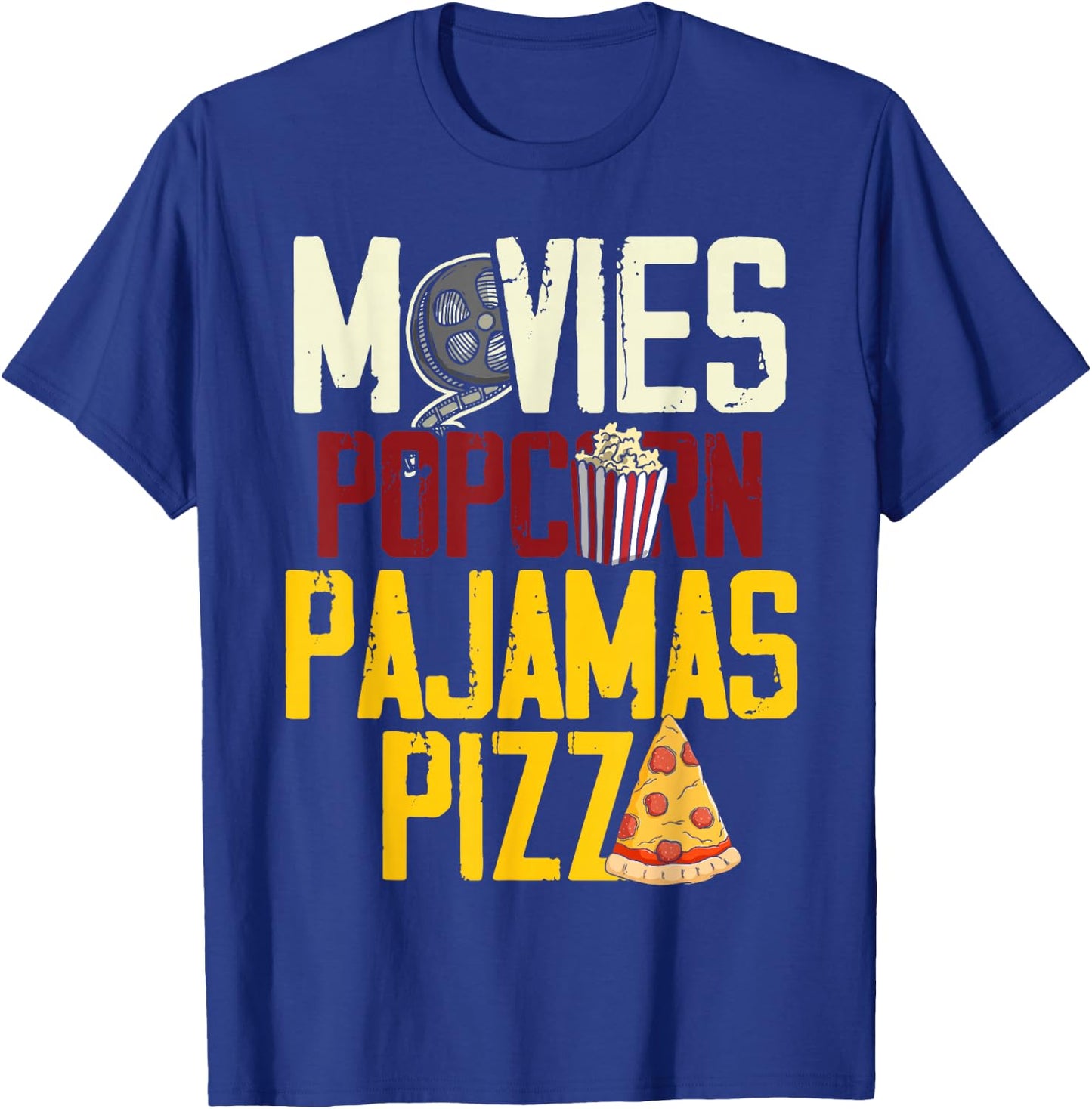 Snack Lover Gift Women Girls Movie Pizza Pajama Popcorn T-Shirt - T-Shirt | Royal