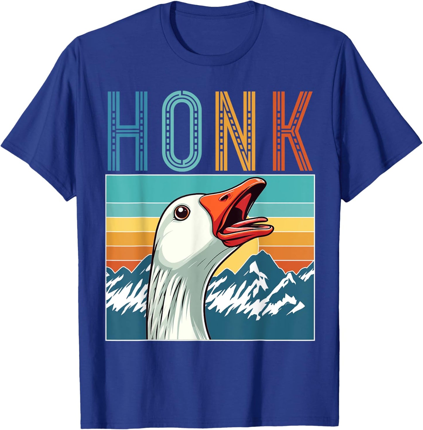 Funny Goose Honk Retro Vintage T-Shirt - T-Shirt | Royal