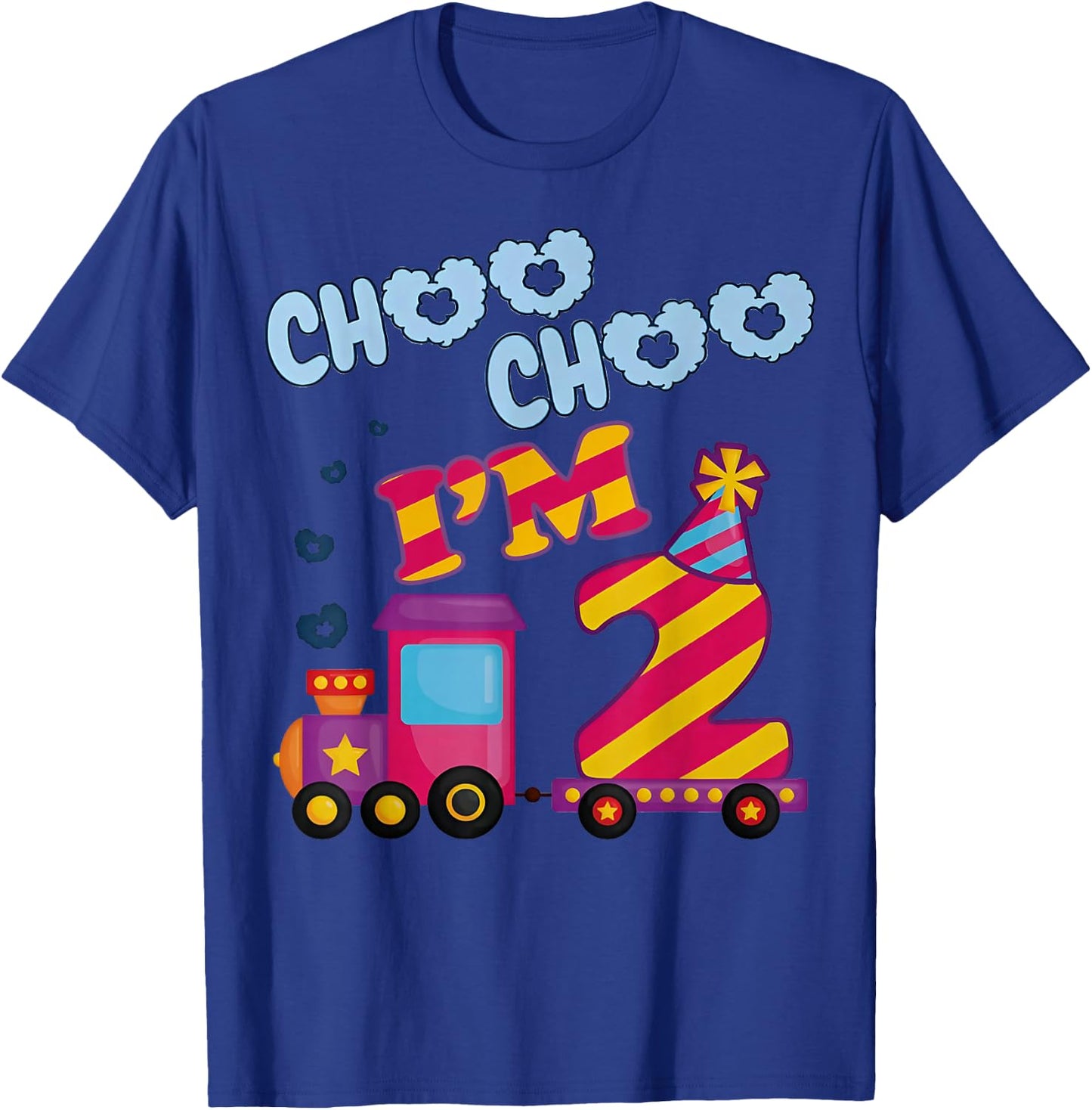 Choo Choo I'm 2nd Birthday Two 2 Year Old Train Kids Toddler T-Shirt - T-Shirt | Royal