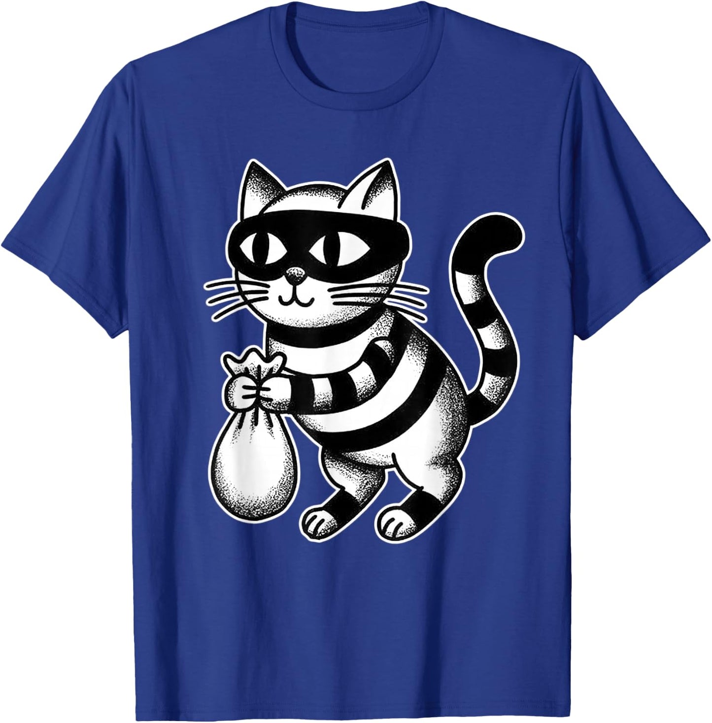 Cat Burglar Kitten Kitty Moneybag Blackwork T-Shirt - T-Shirt | Royal