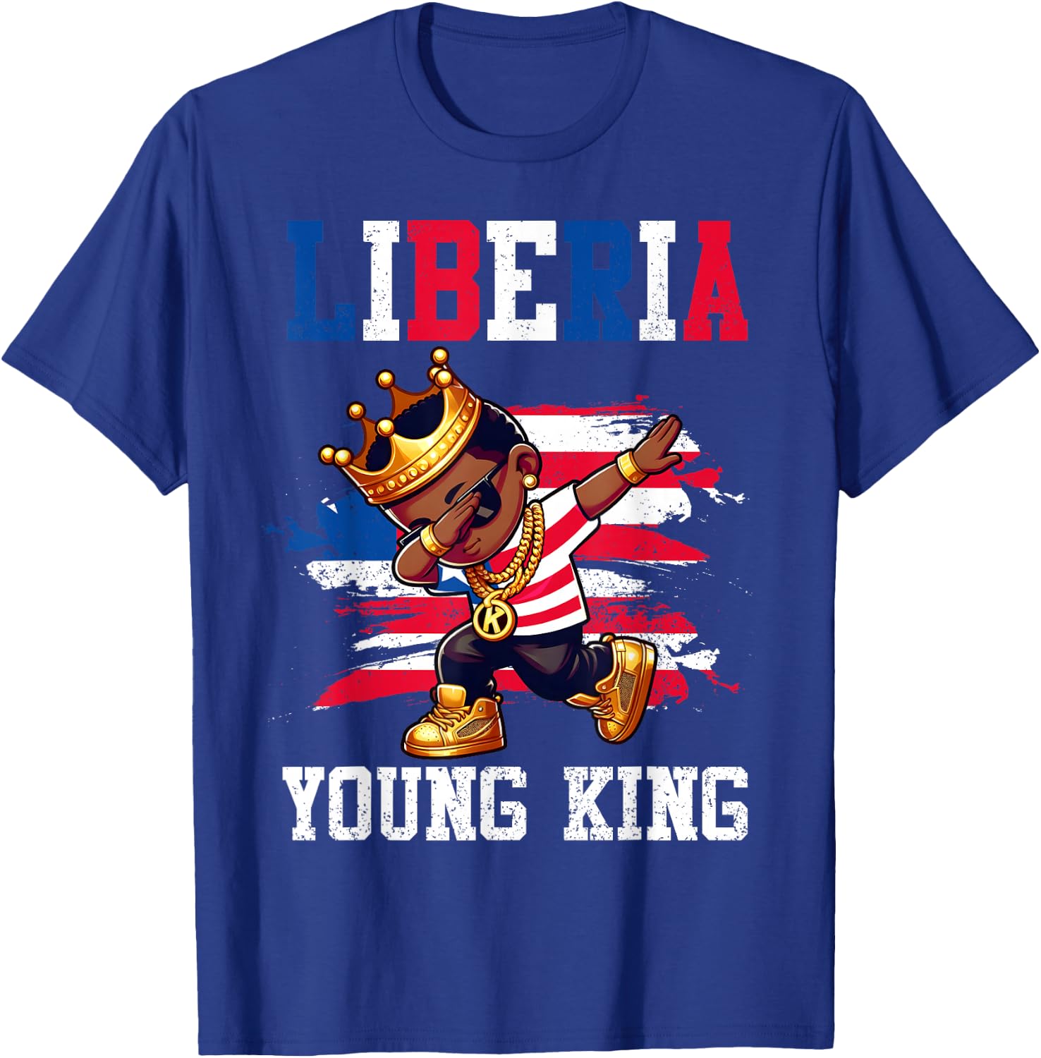 Liberia Young King Liberian Boy African Proud Liberian Flag T-Shirt - T-Shirt | Royal