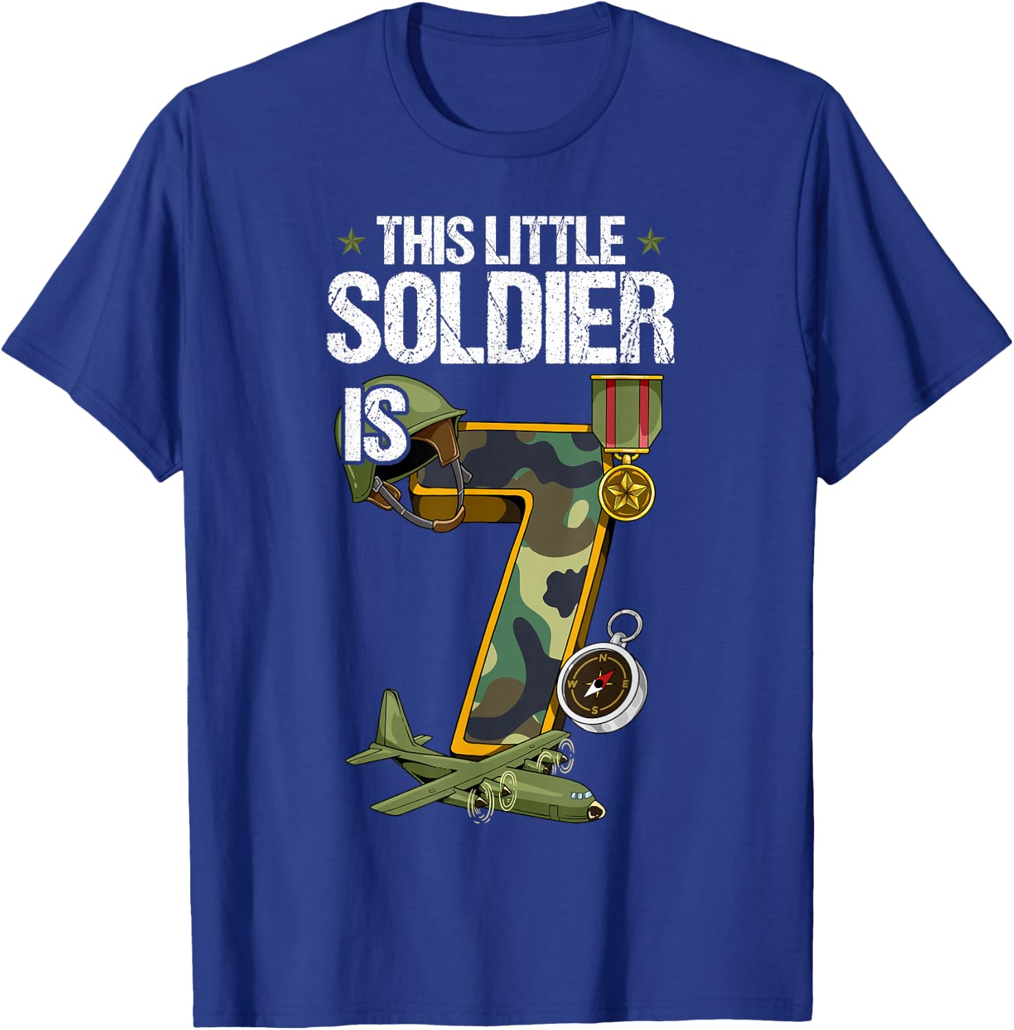 7th Birthday Army T-Shirt - T-Shirt | Royal