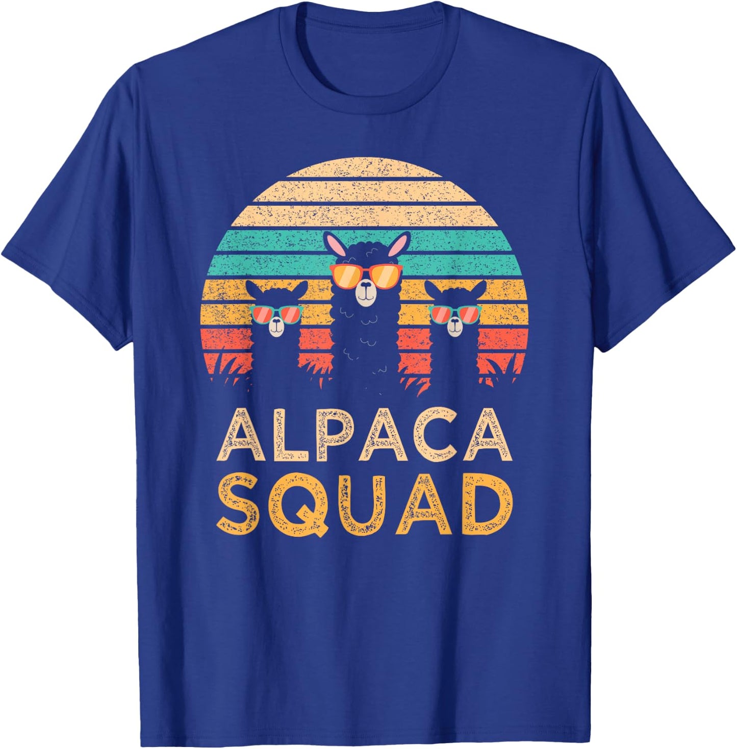 Funny Alpaca Squad Sunglasses Cool Alpacas Vintage Gift T-Shirt - T-Shirt | Royal