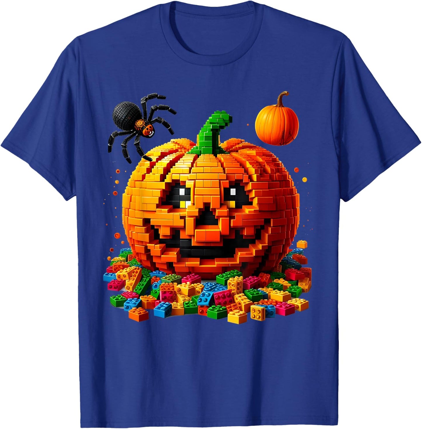 Master Builder Pumpkin Bricks Blocks Halloween Kids Boys Fun T-Shirt - T-Shirt | Royal