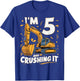 Construction Truck 5th Birthday 5 Years Old Digger Builder T-Shirt - T-Shirt | Royal
