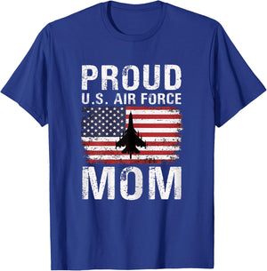 Proud U.S. Air Force Mom American Flag T-Shirt - T-Shirt | Royal