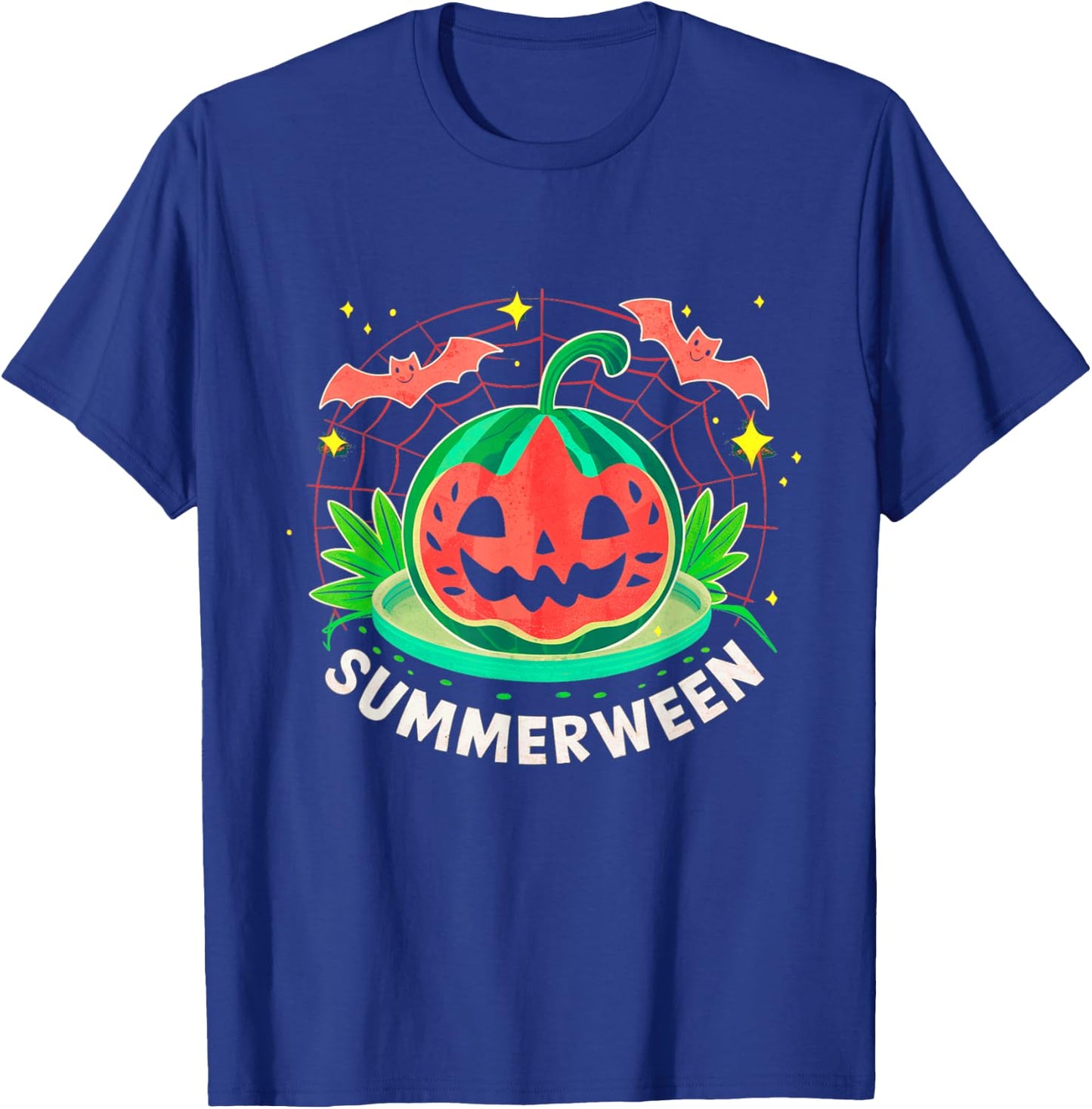 Summerween Summer Halloween Watermelon Pumpkin Vacation T-Shirt - T-Shirt | Royal