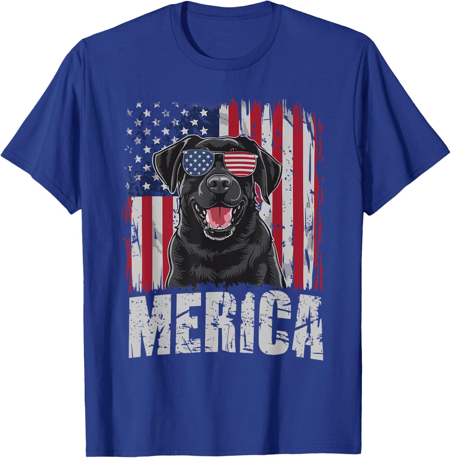 Black Labrador Retriever 4th Of July Merica USA Flag Men T-Shirt - T-Shirt | Royal