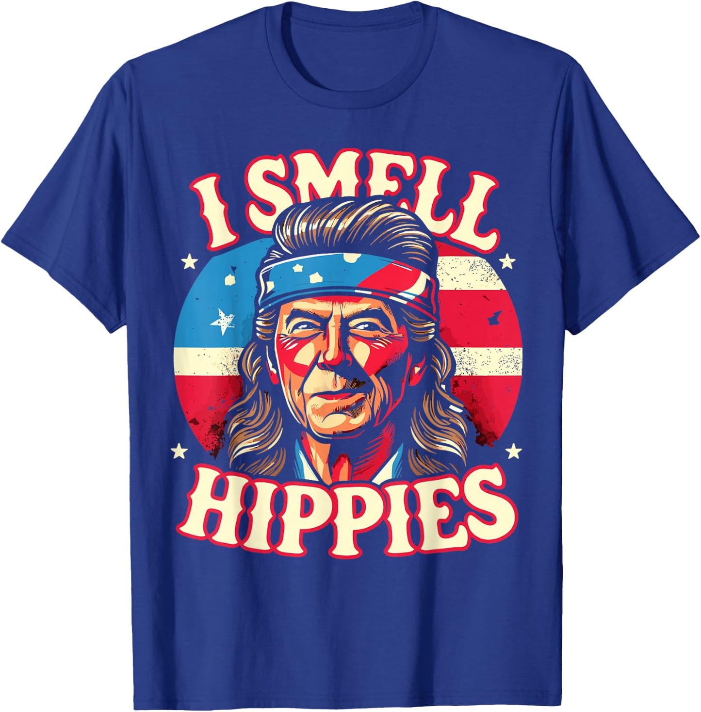 I Smell Hippies USA Funny 4th of July Men Hippie T-Shirt - T-Shirt | Royal
