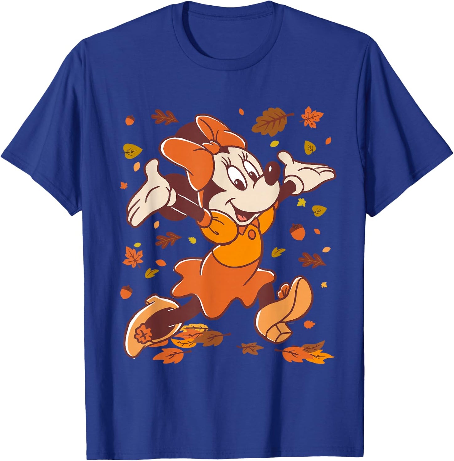 Disney Minnie Mouse Strolling Through Autumn Leaves Fall T-Shirt - T-Shirt | Royal