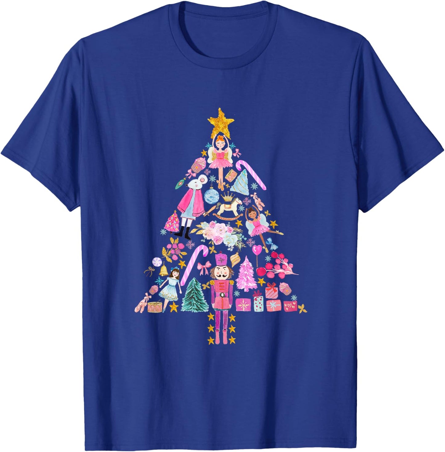 Funny Nutcracker Ballet Sugar Plum Fairy Girl Christmas Tree T-Shirt - T-Shirt | Royal