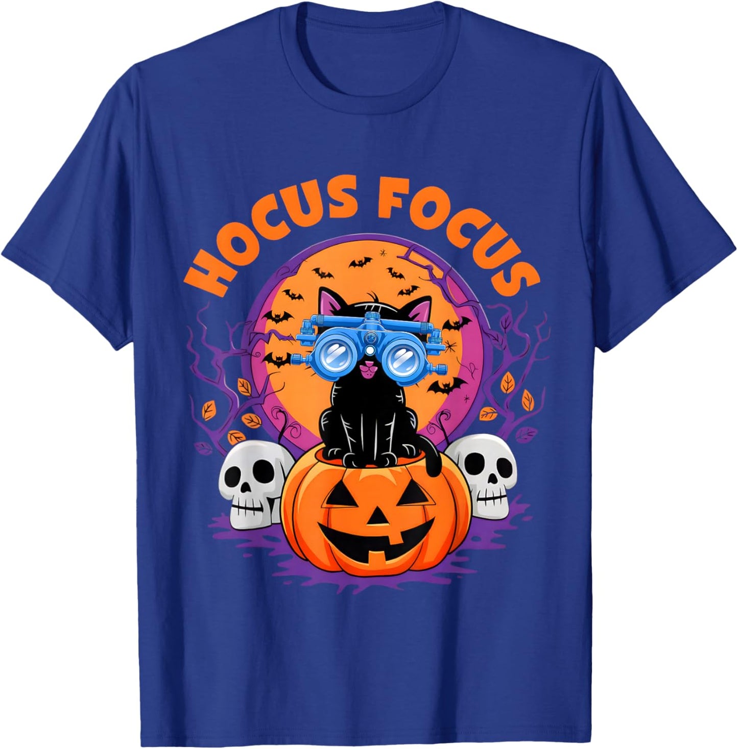 Hocus Focus Optometry Halloween Shirt Eye Doctor Cat T-Shirt - T-Shirt | Royal
