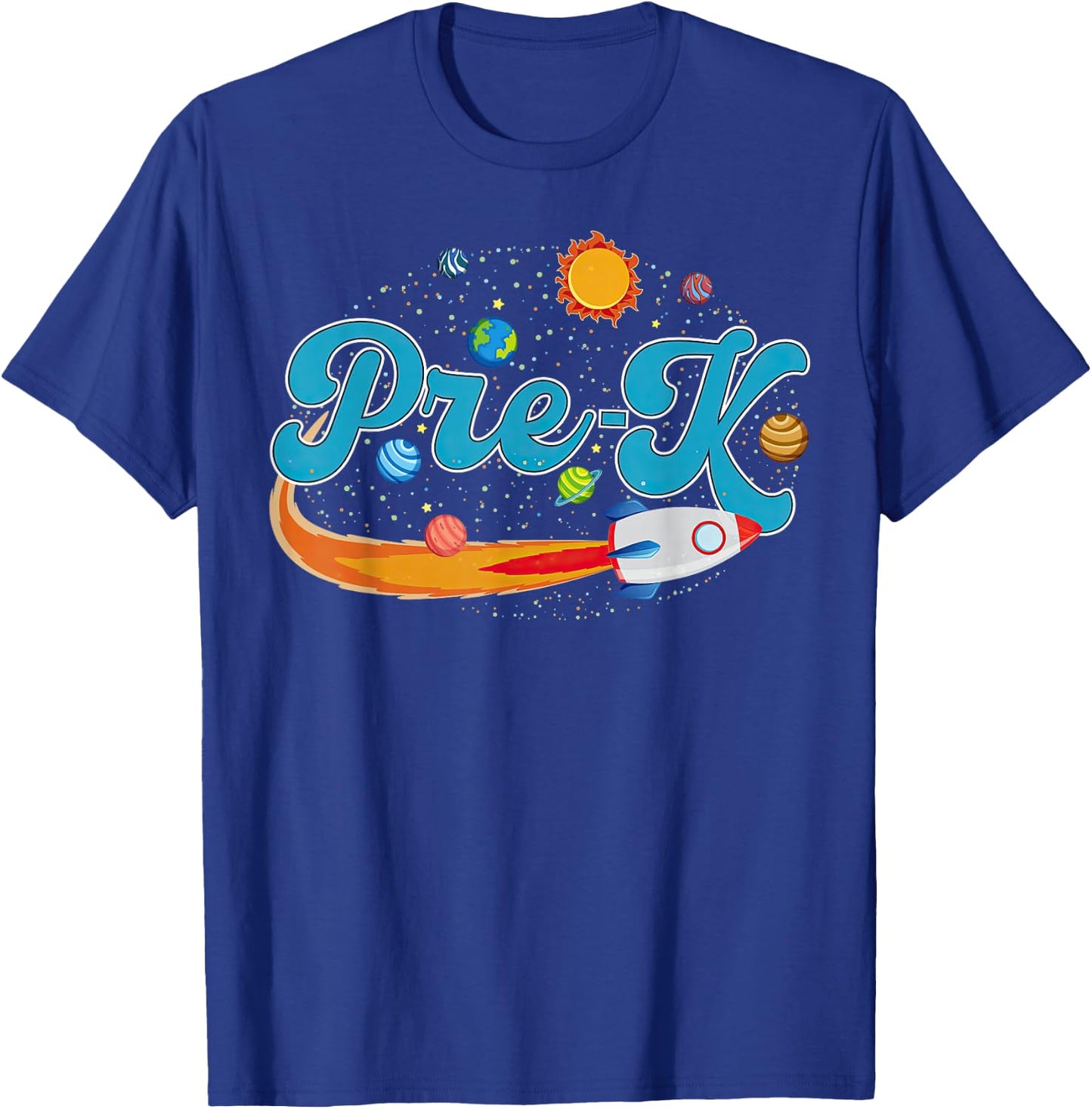 Pre K Teacher Outer Space System Planets Kindergarten T-Shirt - T-Shirt | Royal