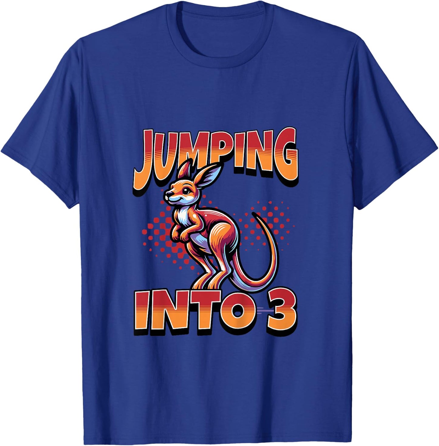 Kangaroo Jumping Into 3 Year Old 3rd Birthday Boy Girl T-Shirt - T-Shirt | Royal