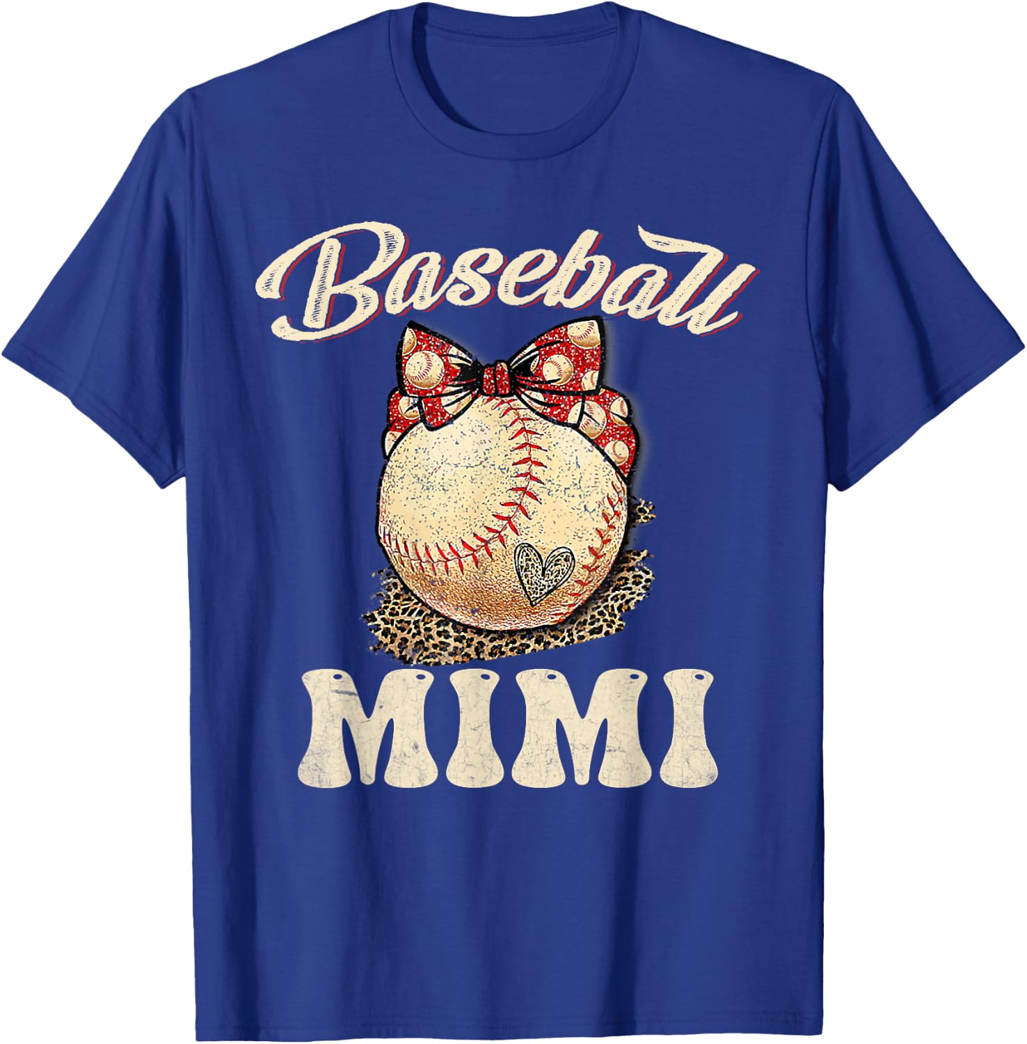 Softball Baseball Mimi Shirt Leopard Mother's Day Gifts T-Shirt - T-Shirt | Royal