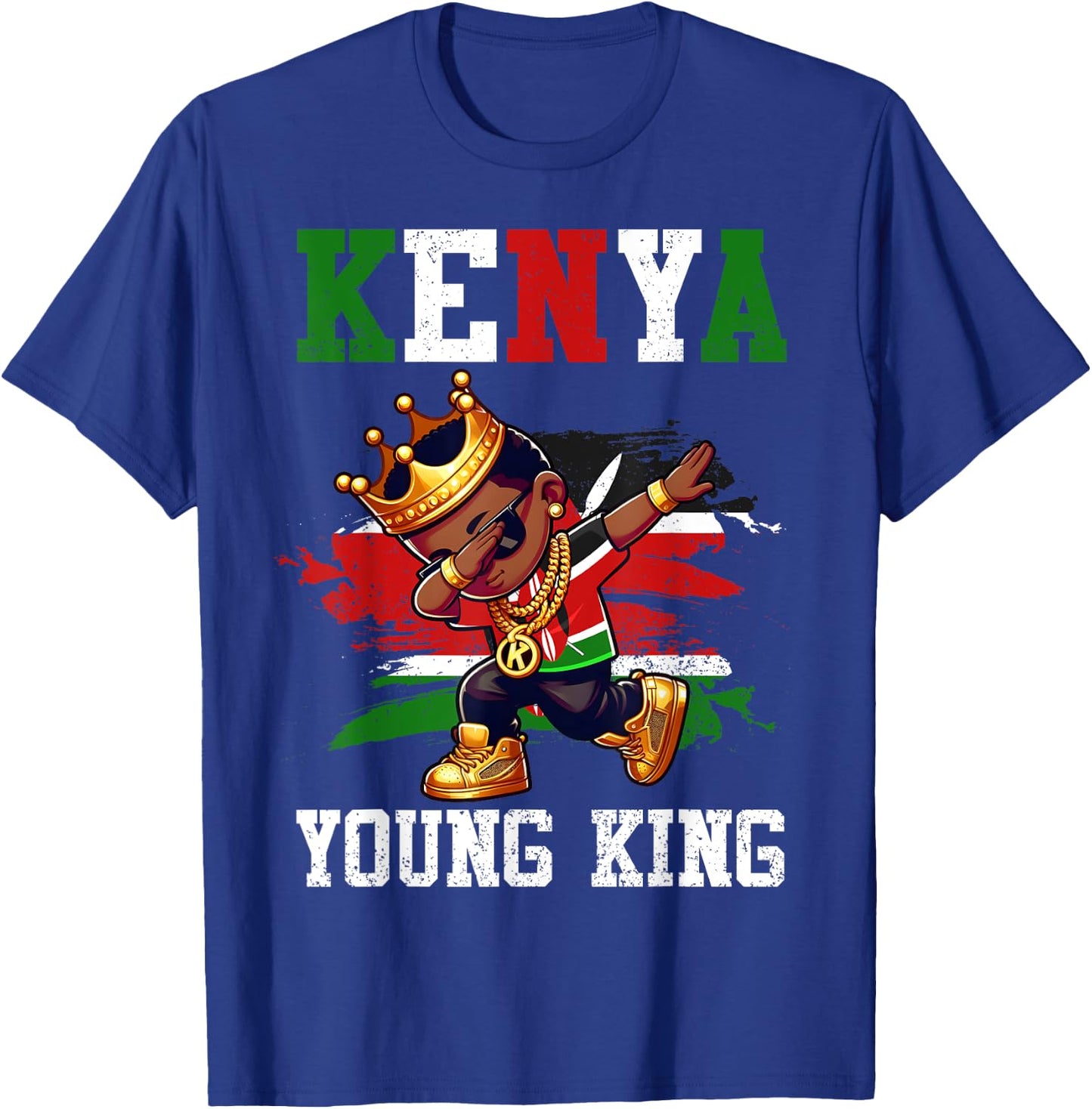 Kenya Young King Kenyan Boy African Proud Kenyan Flag T-Shirt - T-Shirt | Royal