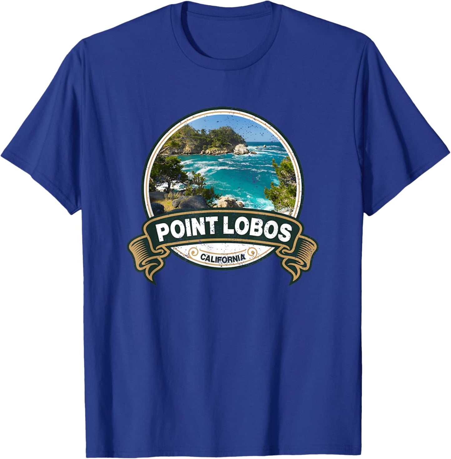 Vintage Nature Point Lobos California Travel Badge T-Shirt - T-Shirt | Royal
