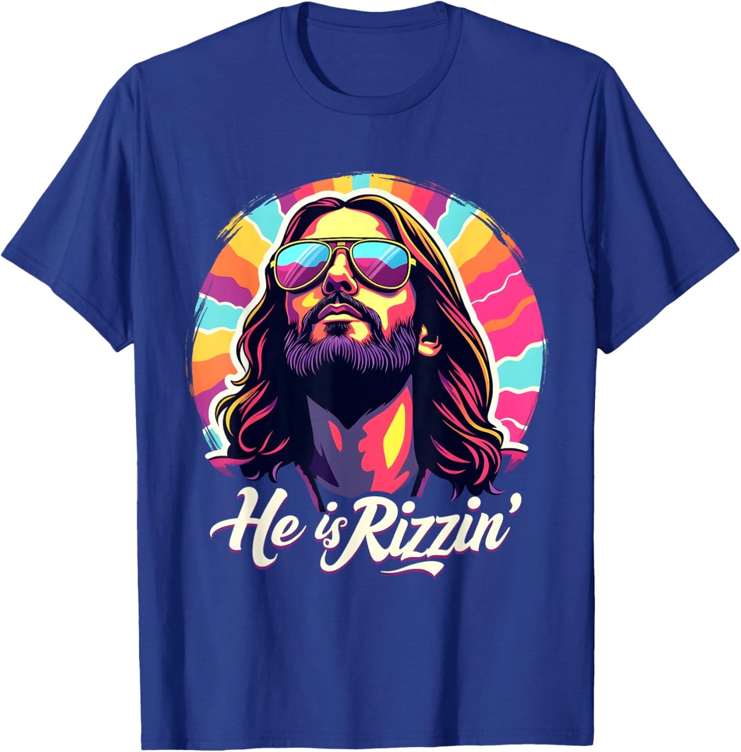Retro Vintage Jesus Christian He Is Rizzin' Jesus Is Rizzen T-Shirt - T-Shirt | Royal