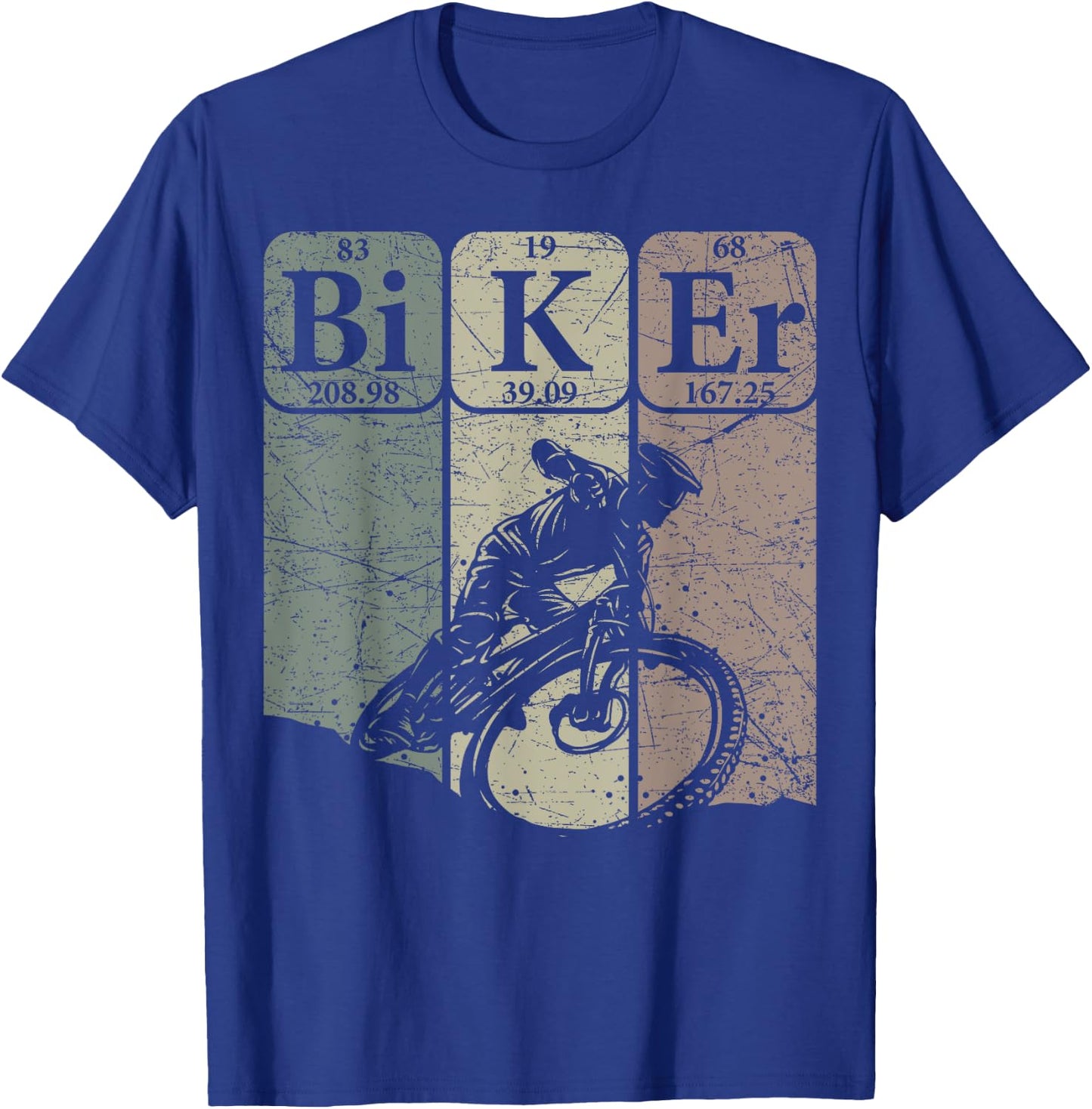 Mountain Biker Periodic Table Elements MTB Bike Nerd Vintage T-Shirt - T-Shirt | Royal